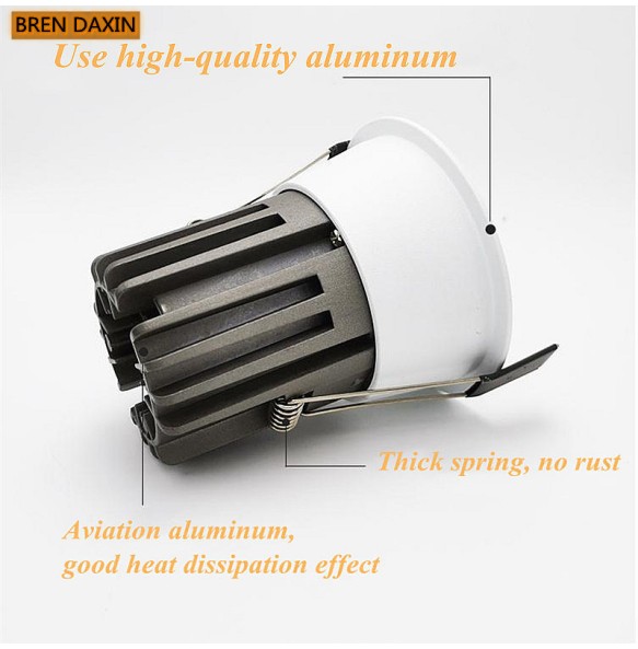 Dimable COB down light LED ceiling lamp AC220V LED anti-glare embedded Shoot light 9W 12W15W  lamp for living room hotel bedroom