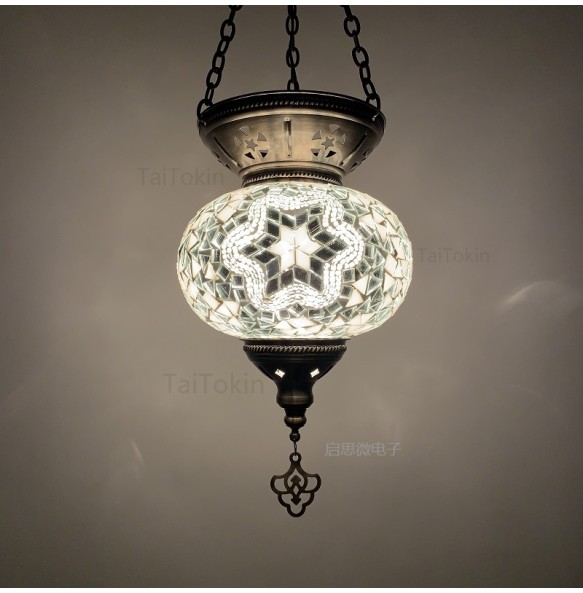 Big Size Turkish Mosaic Pendant Lamp Vintage Art Deco Handcrafted Lamparas De Mesa Glass Romantic Light Lamparas Con Mosaicos