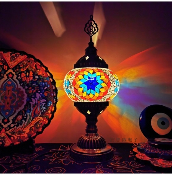 Newest style E14 Hand-inlaid glass mosaic bedroom living room decorative Table Lamps of Mediterranean style Turkish Lamps