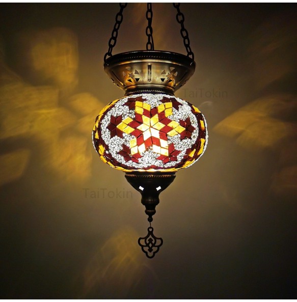 Big Size Turkish Mosaic Pendant Lamp Vintage Art Deco Handcrafted Lamparas De Mesa Glass Romantic Light Lamparas Con Mosaicos