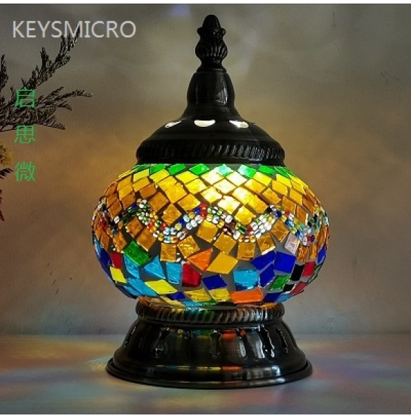 New Style E14 Hand-inlaid glass mosaic bedroom living room decorative Night Lamps of Mediterranean style Turkish Lamps