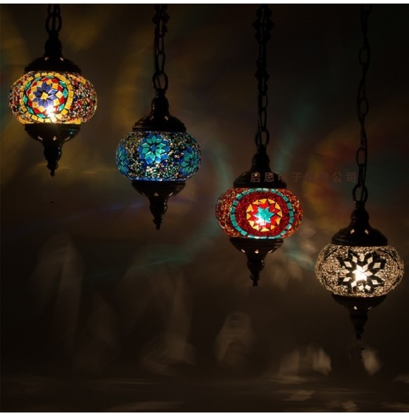 New style Turkey Ethnic Customs Handmade Lamp Romantic Cafe Restaurant Bar Tree Pendant Light Bar Mosaic Pendant Lamp