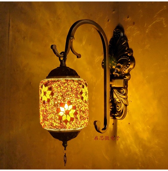 Newest Led Wall Lamp Mediterranean Style Art Deco Turkish Mosaic Wall Lampe Handcrafted  Glass Romantic Light Home Decor