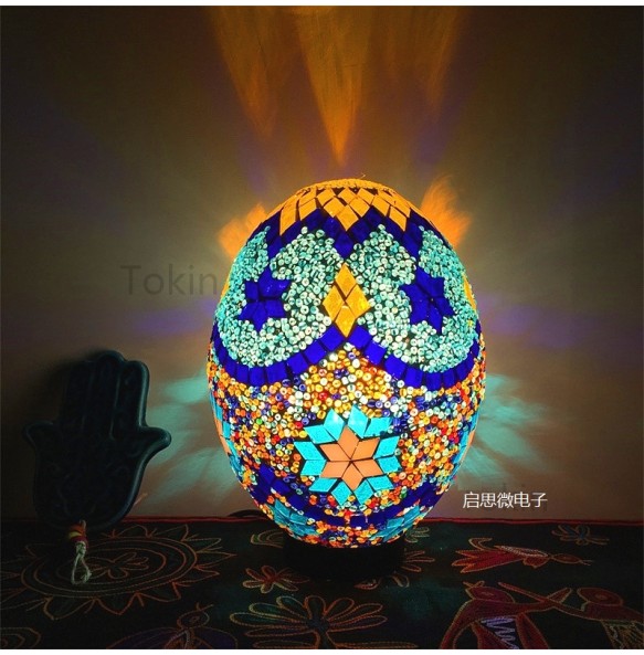 Newest Turkish Mosaic Egg Lamp Vintage Art Deco Handcrafted Lamparas De Mesa Glass Romantic Bed Light Lamparas Con Mosaicos