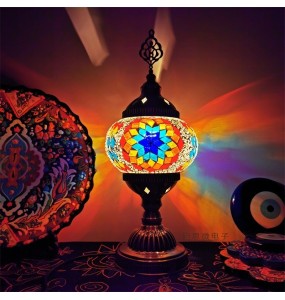 E14 Newest Mediterranean Style Art Deco Turkish Mosaic Table Lamp Handcrafted Mosaic Glass Romantic Bed Light