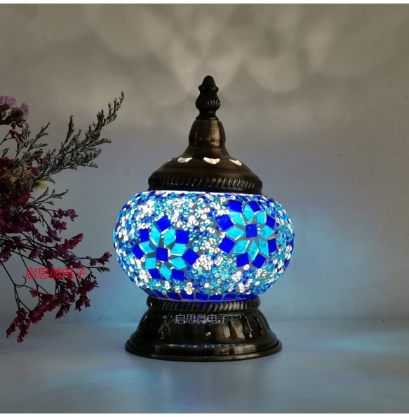 New Style E14 Hand-inlaid glass mosaic bedroom living room decorative Night Lamps of Mediterranean style Turkish Lamps