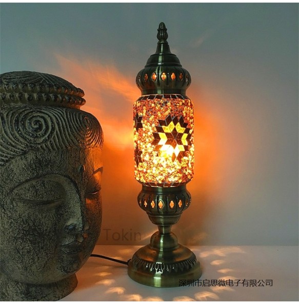 2020 New Turkish mosaic table Lamp vintage art deco Handcrafted lamparas de mesa Glass romantic bed light lamparas con mosaicos