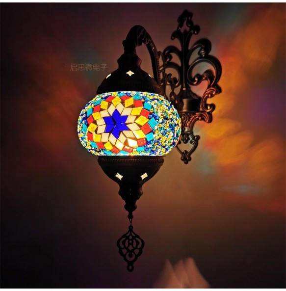 Newest Mediterranean style Art Deco Turkish Mosaic Wall Lamp Handcrafted mosaic Glass romantic wall light