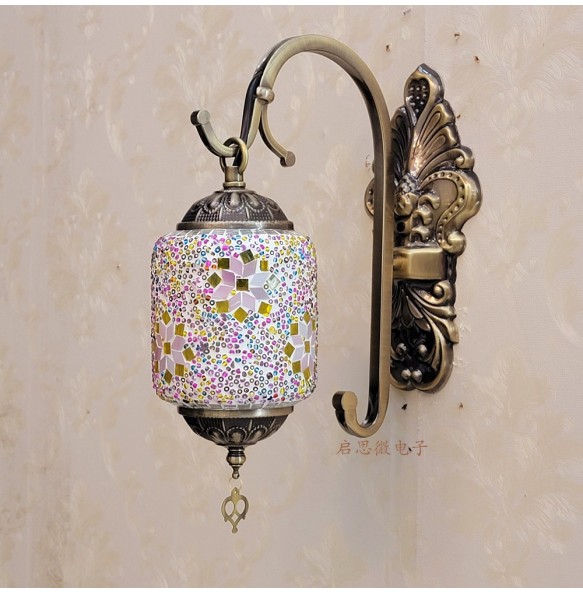 Newest Led Wall Lamp Mediterranean Style Art Deco Turkish Mosaic Wall Lampe Handcrafted  Glass Romantic Light Home Decor