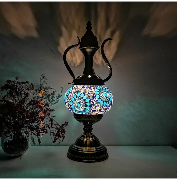 Turkish Mosaic Table Lamp Vintage Art Deco Handcrafted Lamparas De Mesa Mosaic Glass Romantic Bed Light Lamparas Con Mosaicos