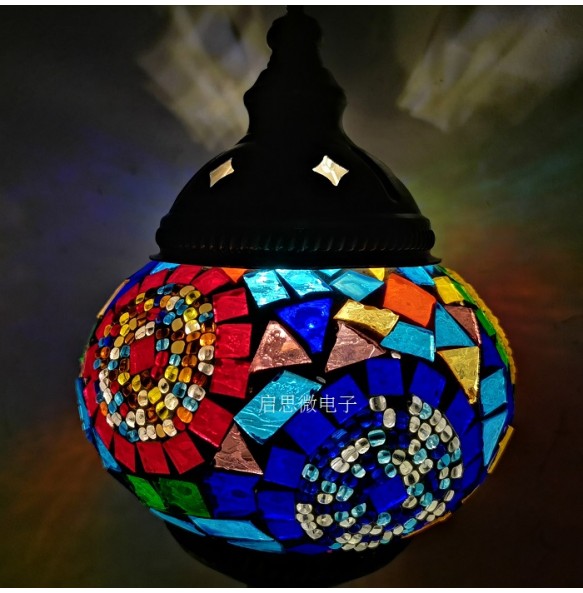 Mediterranean Style Art Deco Turkish Mosaic Table Lamp Handcrafted Mosaic Glass Romantic Bed Light