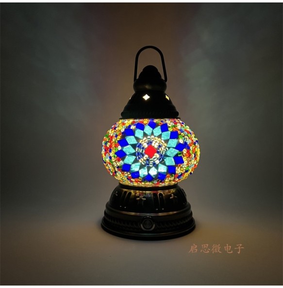 Mini Vintage Turkish Mosaic Hanging Lanterns Battery Warm Light Led Camp Lantern Rechargeable Lightweight Tent Lamp For Outdoor