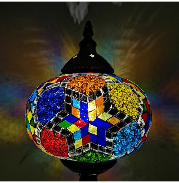 Big Size Turkish Mosaic Table Lamp Vintage Art Deco Handcrafted Lamparas De Mesa Ball Glass Romantic Bed Light Led Night Lampe