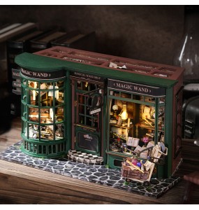 Magic Shop DIY Wooden Dollhouse Miniature Doll House Kit with Furniture Roombox Retro Home Model Toy for Children Gift