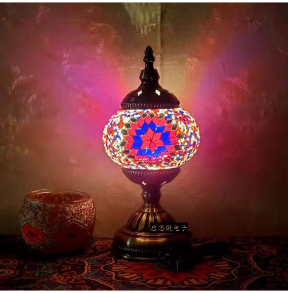 DIY USB Rechargeable Turkish Mosaic Table Lamp Handcrafted Camping Light Gift For Kids Lamparas Bedroom Decoration Night Light