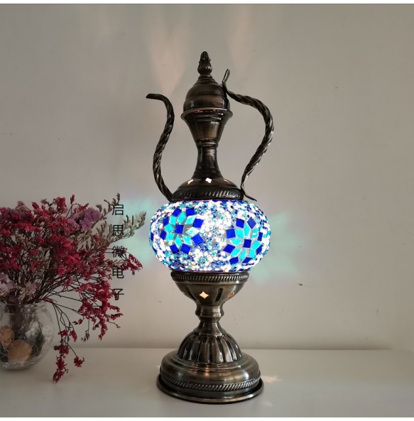 Newest Mediterranean style Art Deco Turkish Mosaic Table Lamp Handcrafted mosaic Glass romantic bed light