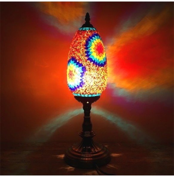 Oval Turkish Mosaic Table Lamp Vintage Art Deco Handcrafted Lamparas De Mesa Ball Glass Romantic Bed Light Led Night Lampe