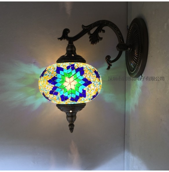 Turkish Mosaic Wall Lamp Handcrafted Glass Luminaria Led Wall Light Corridor Sofa Background Lighting Home Room Decor Lampe