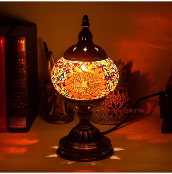 Mediterranean Style Art Deco Turkish Mosaic Table Lamp Handcrafted Mosaic Glass Romantic Bed Light