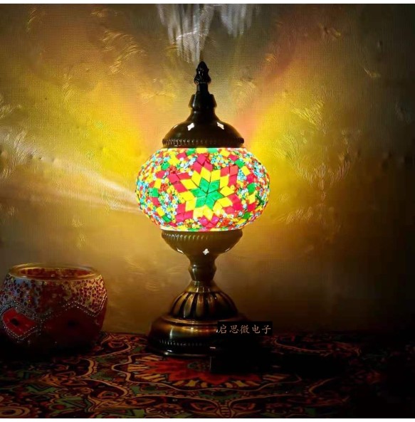 DIY USB Rechargeable Turkish Mosaic Table Lamp Handcrafted Camping Light Gift For Kids Lamparas Bedroom Decoration Night Light