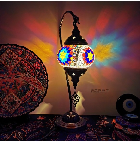 Newest Mediterranean style Art Deco Turkish Mosaic Table Lamp Handcrafted mosaic Glass romantic bed light Swan light