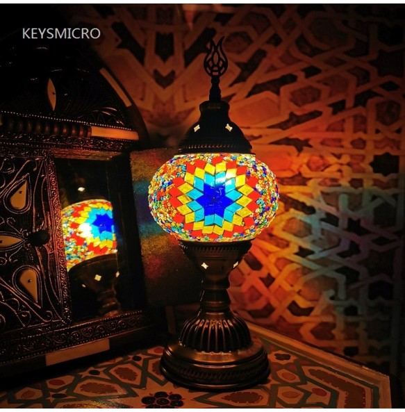 Turkish Mosaic Table Lamp Vintage Deco Handcrafted Lamparas De Mesa Glass Romantic Bed Light Lamparas Con Mosaicos Night Light