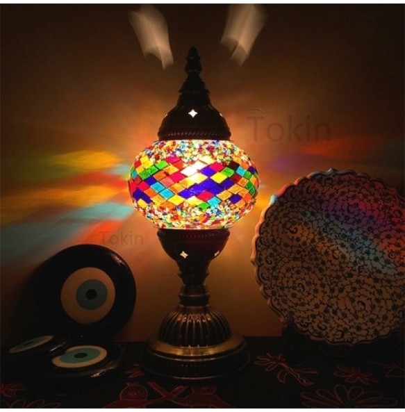 Rechargeable Turkish mosaic table Lamp vintage art deco Handcrafted lamparas de mesa Glass romantic bed light con mosaicos