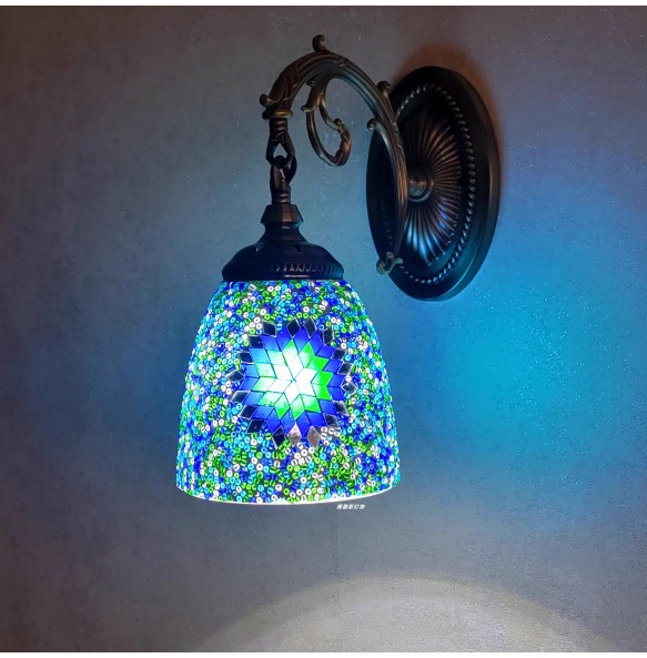 Turkish Mosaic Wall Lamp Handcrafted Glass Luminaria Led Wall Light Corridor Sofa Background Lighting Home Room Decor Lampe