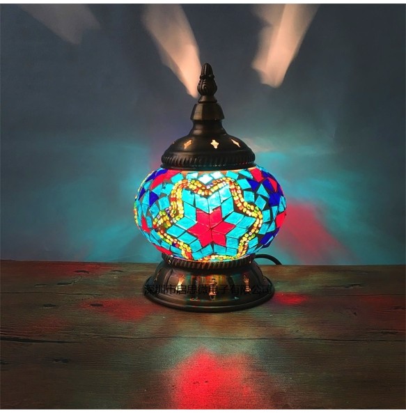 Newest Turkish Mosaic Table Lamp Vintage Art Deco Handcrafted Lamparas De Mesa Glass Romantic Bed Light Lamparas Con Mosaicos