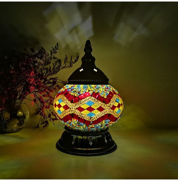 Newest Turkish Mosaic Table Lamp Vintage Art Deco Handcrafted Lamparas De Mesa Glass Romantic Bed Light Lamparas Con Mosaicos