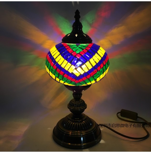 Big Size Turkish Mosaic Table Lamp Vintage Art Deco Handcrafted Lamparas De Mesa Ball Glass Romantic Bed Light Led Night Lampe