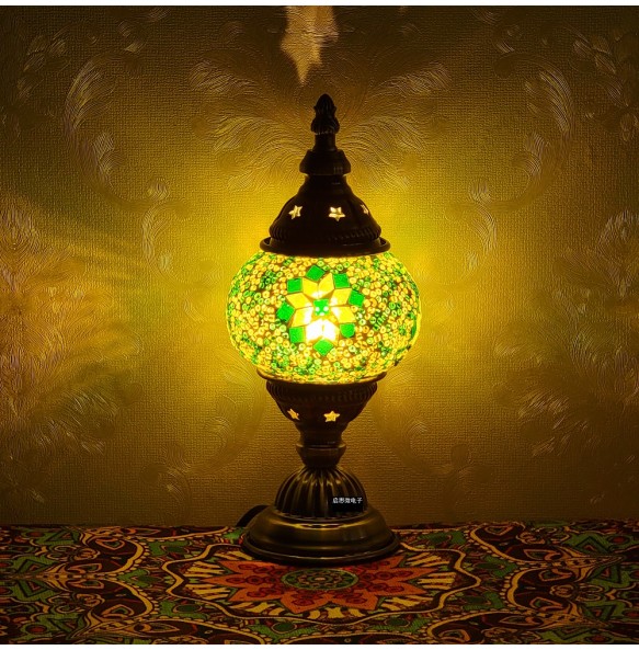 Newest Turkish Mosaic Table Lamp Vintage Art Deco Handcrafted Lamparas De Mesa Ball Glass Romantic Bed Light Led Night Lampe