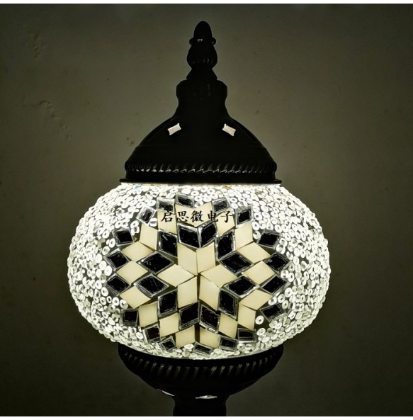 Mediterranean Style Art Deco Turkish Mosaic Table Lamp Handcrafted Mosaic Glass Romantic Bed Light