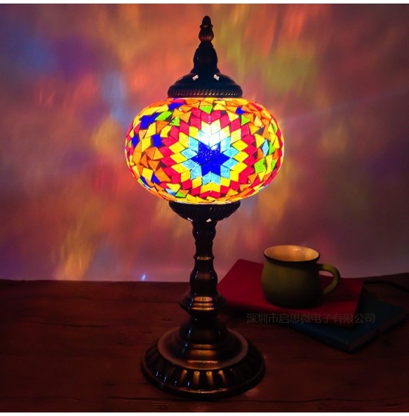 New Style E14 Hand-inlaid Glass Mosaic Bedroom Living Room Decorative Table Lamps of Mediterranean Style Turkish Lamps