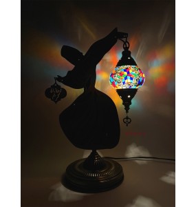 Monk Dancer Mosaic Table Lamp Vintage Art Deco Handcrafted Lamparas De Mesa Mosaic Glass Lamparas Con Mosaicos Night Light