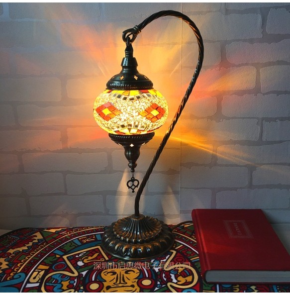 Turkish Mosaic Table Lamp Vintage Art Deco Handcrafted Lamparas De Mesa Mosaic Glass Romantic Bed Light Lamparas Con Mosaicos