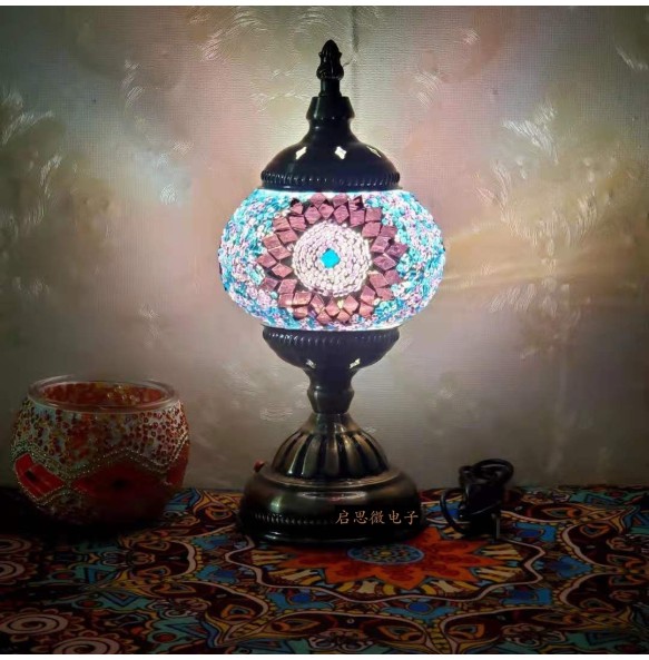 DIY USB Rechargeable Turkish Mosaic Table Lamp Handcrafted Camping Light Gift For Kids Lamparas Bedroom Decoration Night Light