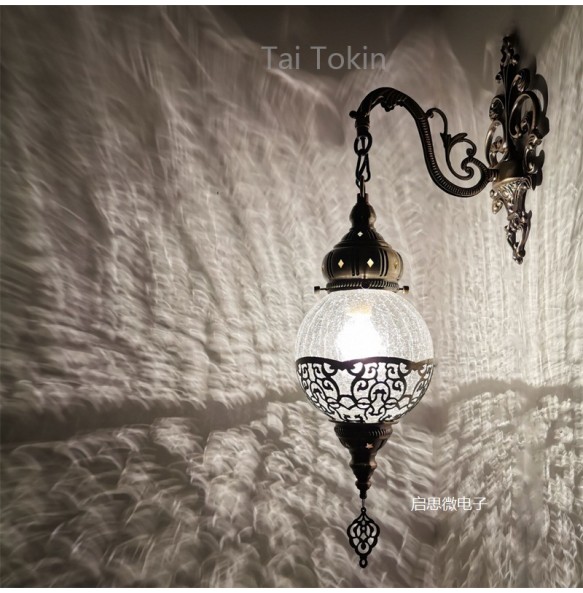 Newest Mediterranean style Art Deco Turkish ice-cracked Wall Lamp  Vintage Exotic Restaurant Hotel Bar Cafe Decoration