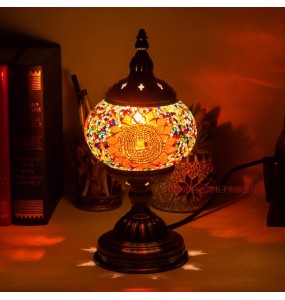 E14 Hand-inlaid Glass Mosaic Bedroom Living Room Decorative Table Lamps of Mediterranean Style Turkish Lamps