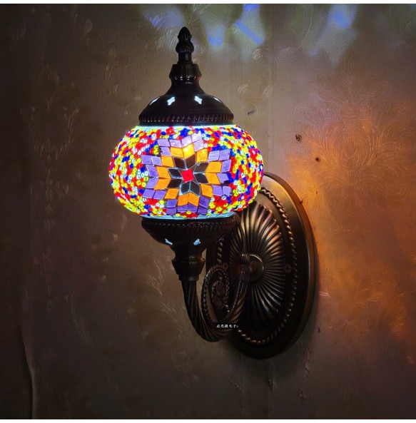 New Turkish Mosaic Wall Lamp Handcrafted Glass Luminaria Led Wall Light Corridor Sofa Background Lighting Home Room Decor Lampe