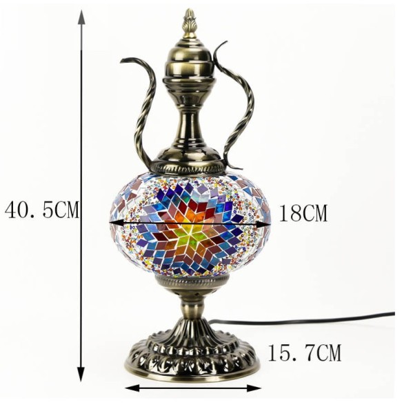 Turkish Mosaic Kettle Table Lamp Vintage Art Deco Handcrafted Lamparas De Mesa Ball Glass Romantic Bed Light Led Night Lampe