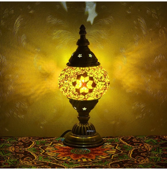 Newest Turkish Mosaic Table Lamp Vintage Art Deco Handcrafted Lamparas De Mesa Ball Glass Romantic Bed Light Led Night Lampe