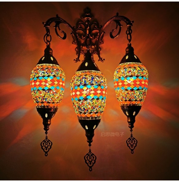 3 Heads Turkish Mosaic Wall Lamps Luminaria Applique Murale Intérieur Led Lampara Bedroom Living Room Balcony Aisle Decor Light