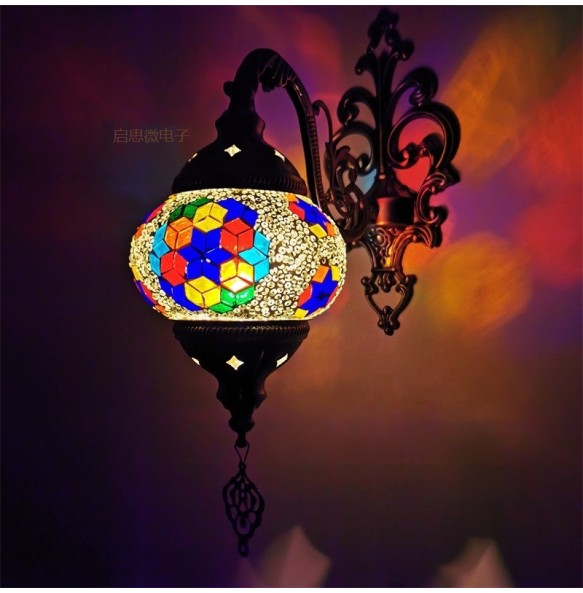 Newest Mediterranean style Art Deco Turkish Mosaic Wall Lamp Handcrafted mosaic Glass romantic wall light