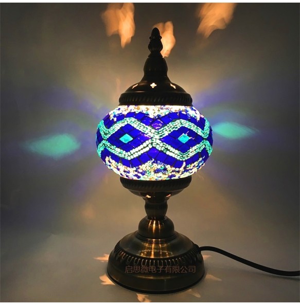 Newest style E14 Hand-inlaid glass mosaic bedroom living room decorative Table Lamps of Mediterranean style Turkish Lamps