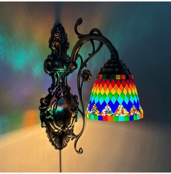 Turkish Mosaic Wall Lamp Handcrafted Glass Luminaria Led Wall Light Corridor Sofa Background Lighting Home Room Decor Lampe