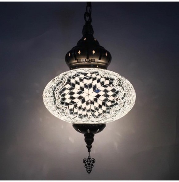 2021 Newest 25cm Dia Mediterranean style Art Deco Turkish Mosaic Pendant Lamp Handcrafted mosaic Glass romantic pendant light