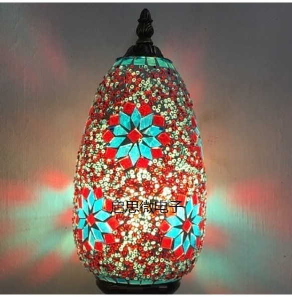 Oval Turkish Mosaic Table Lamp Vintage Art Deco Handcrafted Lamparas De Mesa Ball Glass Romantic Bed Light Led Night Lampe