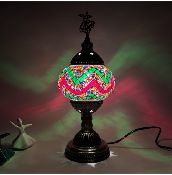 Turkish Swirling Dance Mosaic Table Lamp Vntage Deco Handmade Lamparas De Mesa Glass Romantic Bed Light Lampe Con Mosaicos