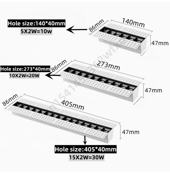 Dimmable AC85-265VLED Downlight Ceiling light None Main light Spotlight 10W20W30W Grille light COBLED embedded interior lighting